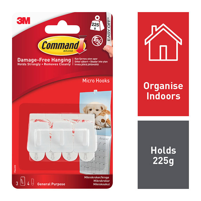 Command Micro Hooks 3Pk