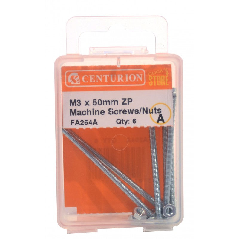 M3 X 50Mm Zp Machine Screws & Nuts (Pack Of 5) – Essentials