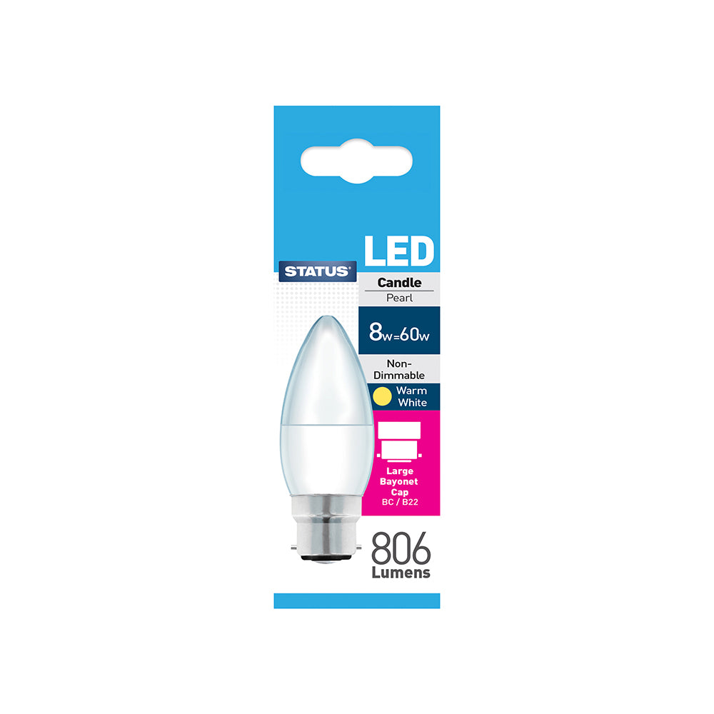 Status LED Candle Bayonet Bulb (8W=60W)