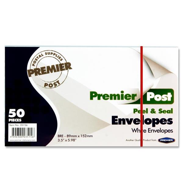 Premier Post Pkt.50 Bre P+S Envelopes - White