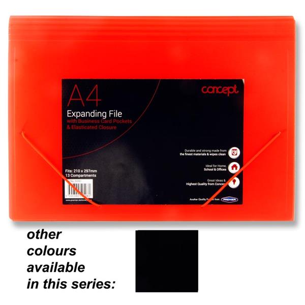 Concept A4 13 Pocket Expanding File 2 Asst.