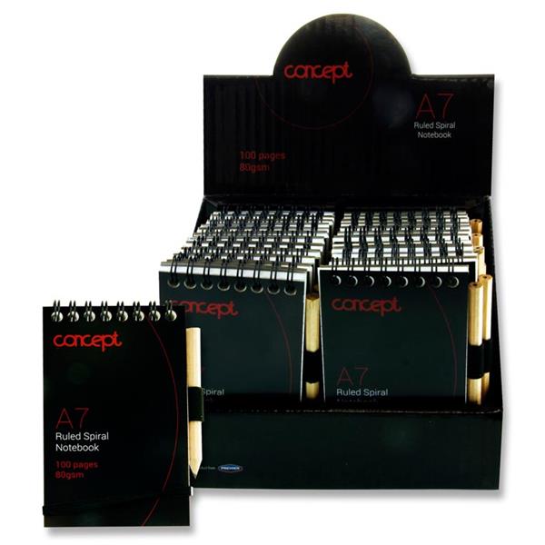 Concept A7 100Pg Spiral Pocket Notebook With Pencil