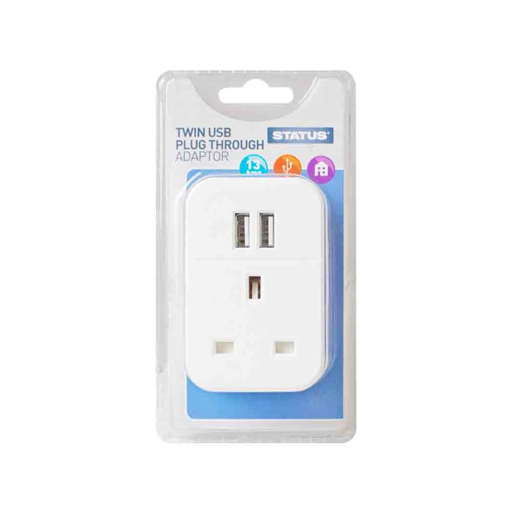 Twin Usb Plug Through Adaptor