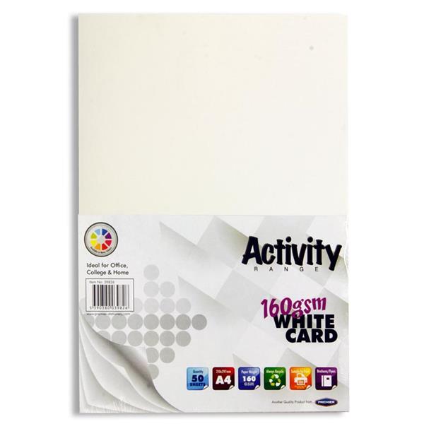 Premier Activity A4 160Gsm Card 50 Sheets - White