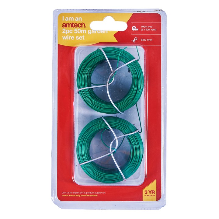 2Pc 50M 0.8Mm Plastic Coated Garden Wire Set