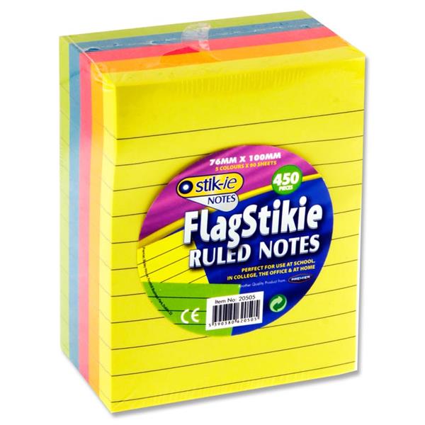 Stik-Ie 450 Pce Flagstikie Ruled Notes 76Mmx100Mm