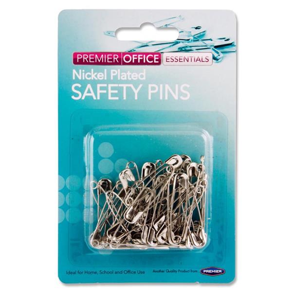 Premier Office Card 50 36Mm Nickel Safety Pins