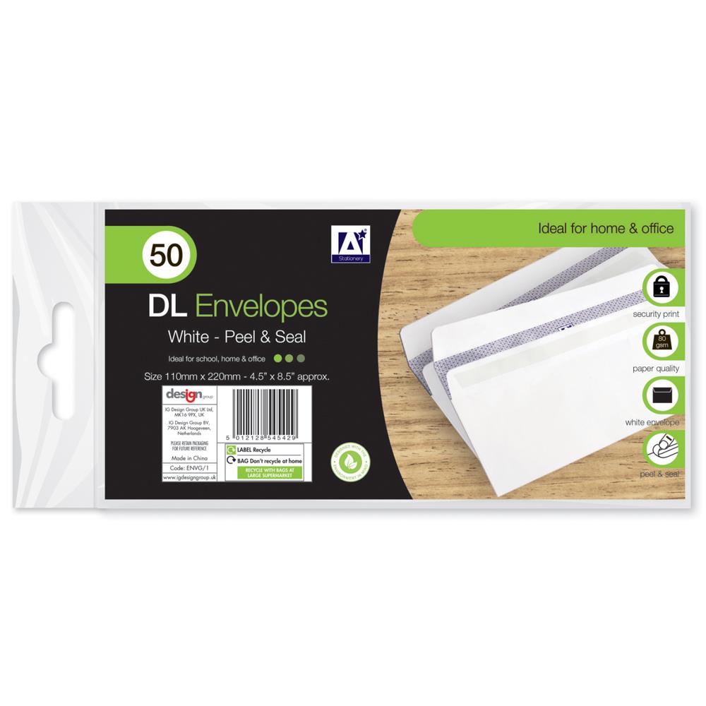 50 DL White Envelope P&S