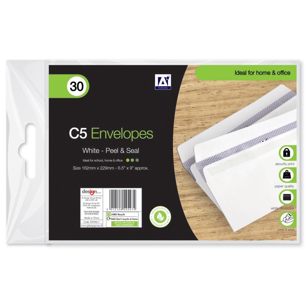 30 C5 White Envelopes P&S
