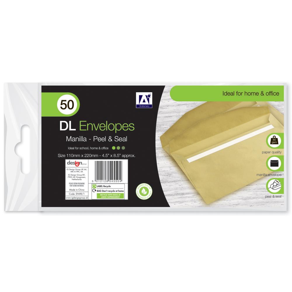 50 DL P&S Envelopes (Manilla)