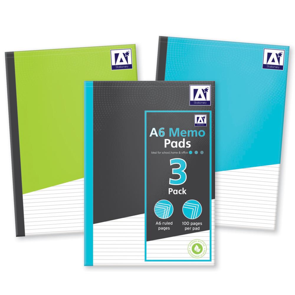 A6 Memo Pads (50 Sheets) (3 Pack)